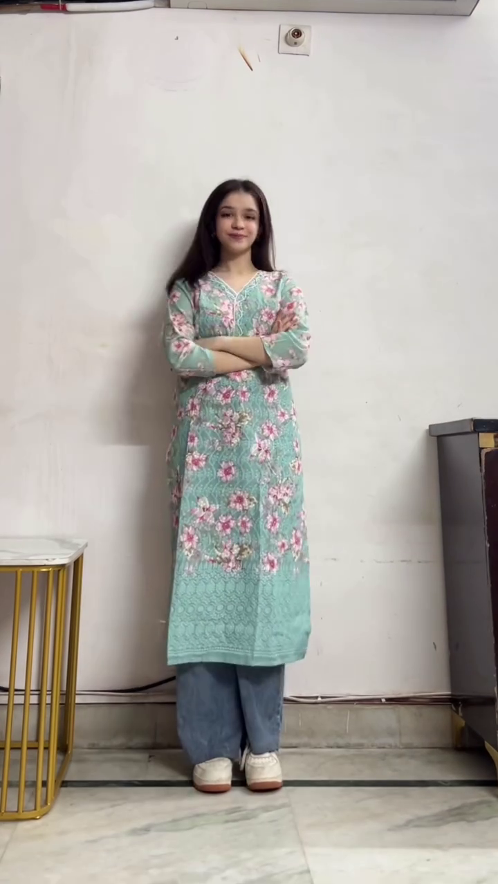 Stylish Green Printed Casual Kurti