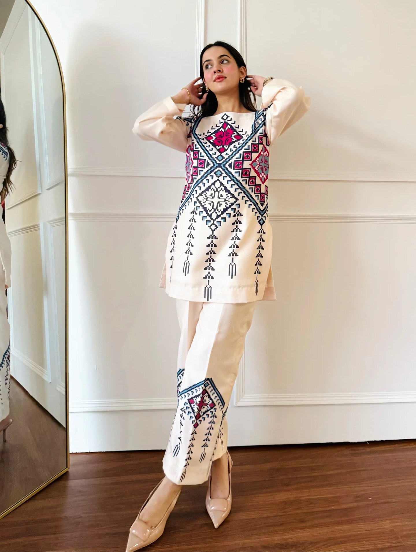 Designer Cream Ethnic Suit Set