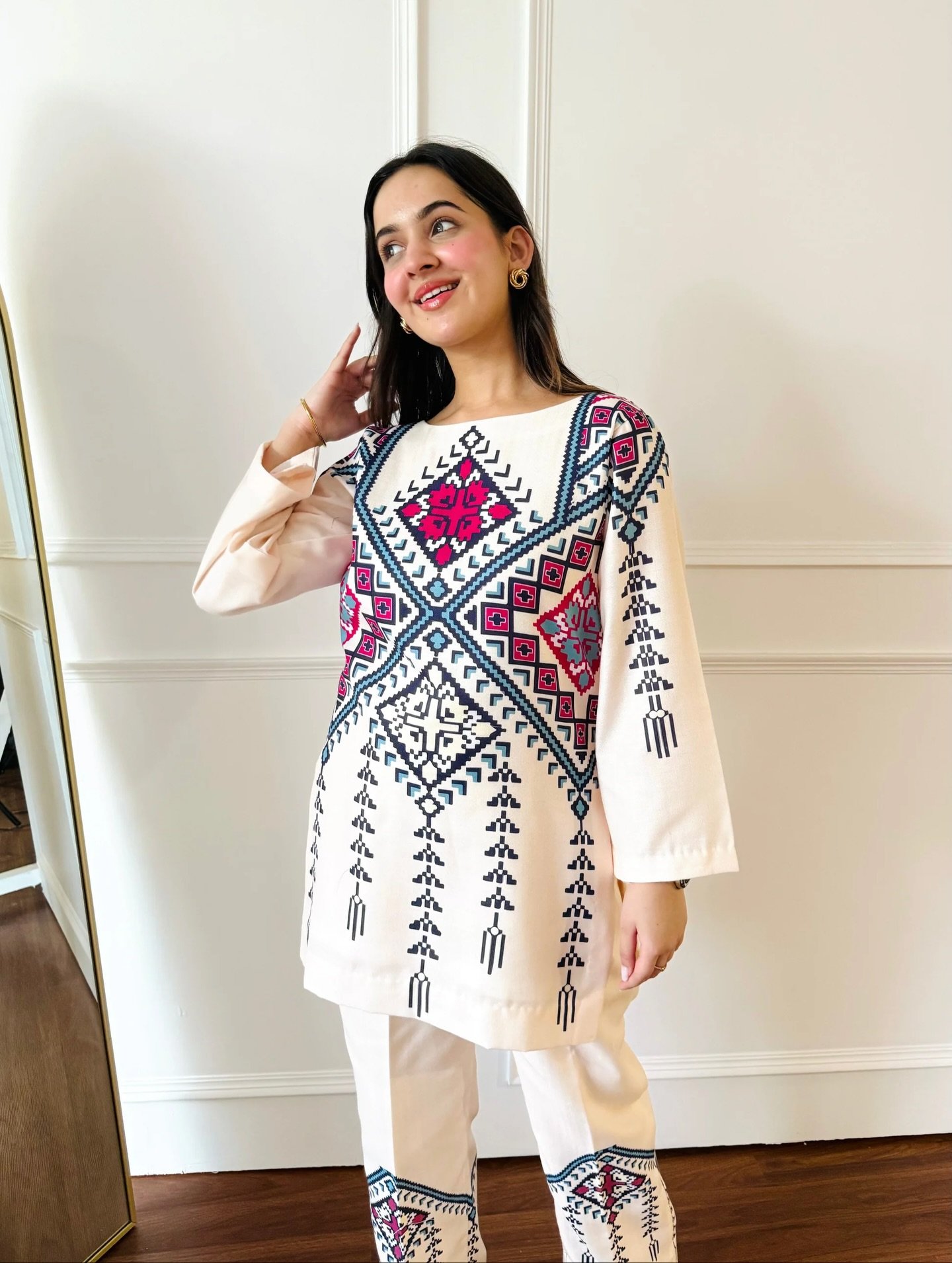 Designer Cream Ethnic Suit Set