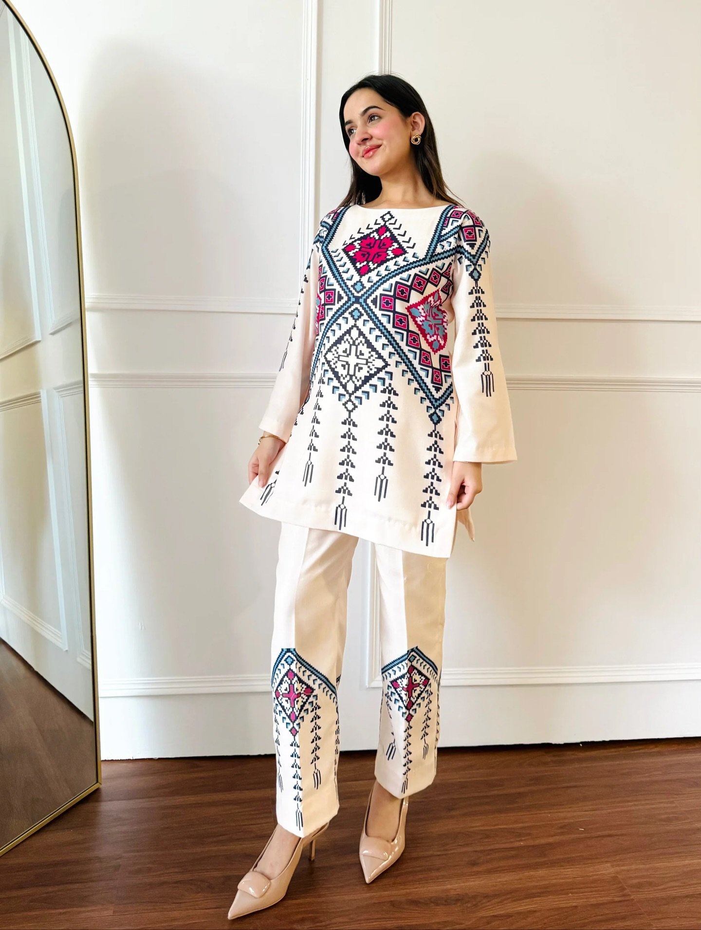 Designer Cream Ethnic Suit Set
