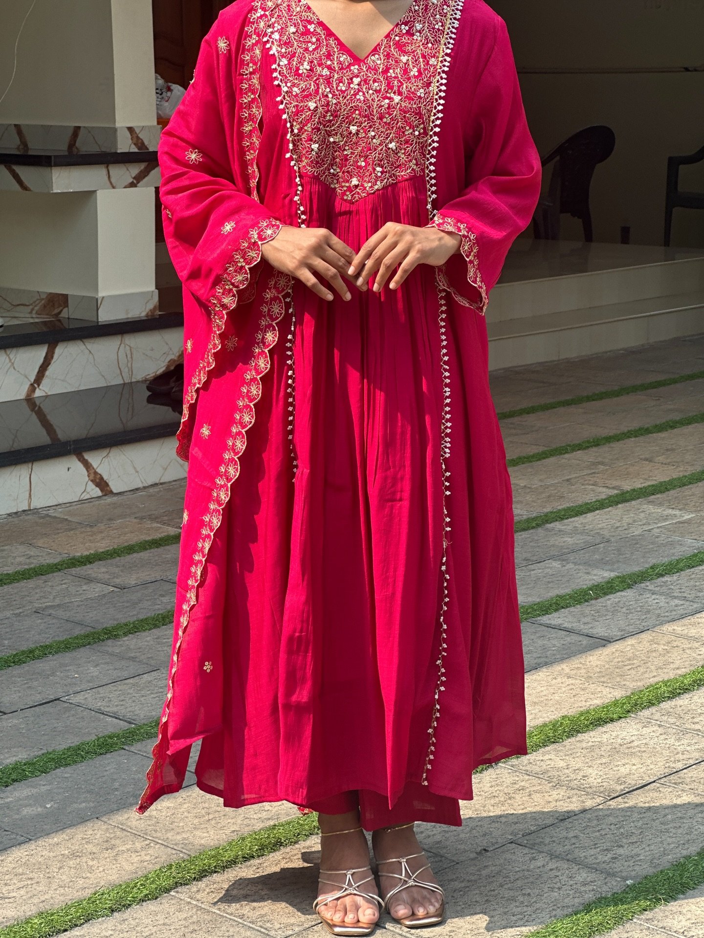 Luxury Rani Pink Embroidered Anarkali S