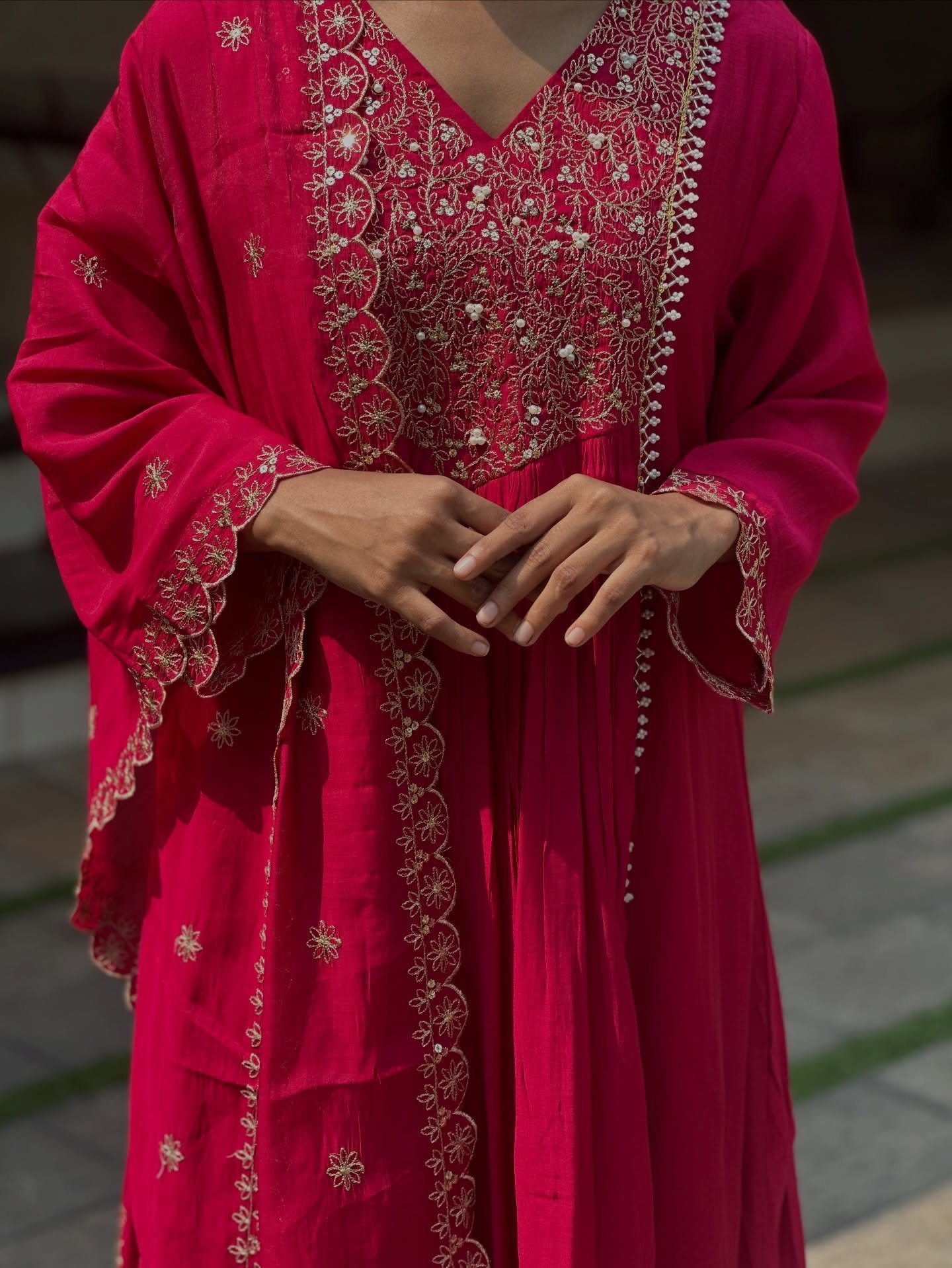Luxury Rani Pink Embroidered Anarkali S