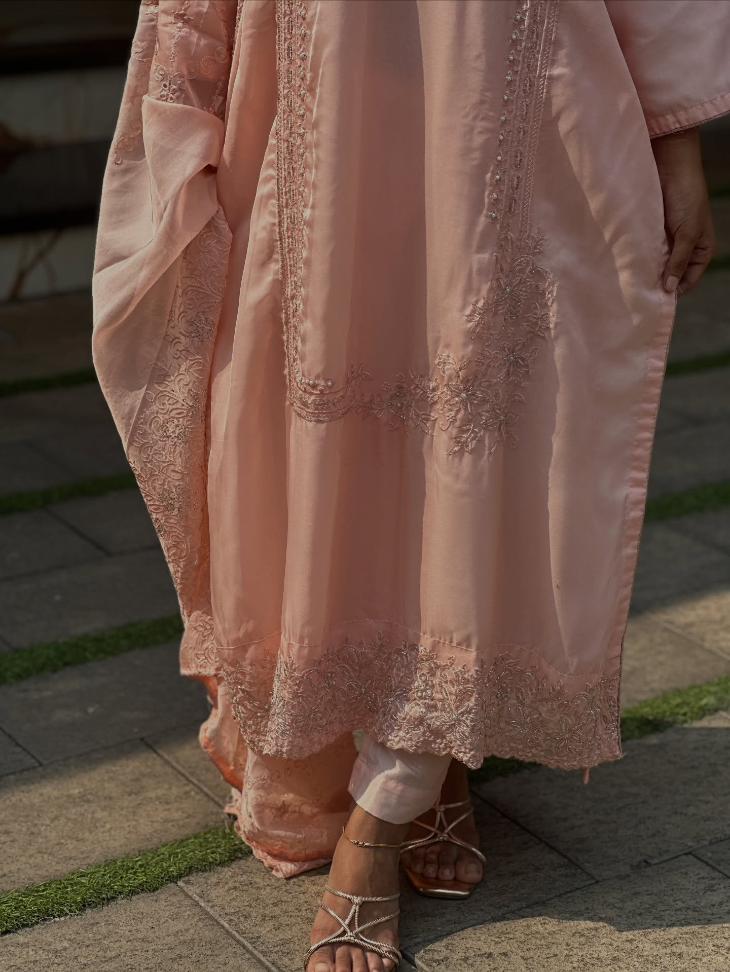 Graceful Blush Pink Embroidered Kurti Set
