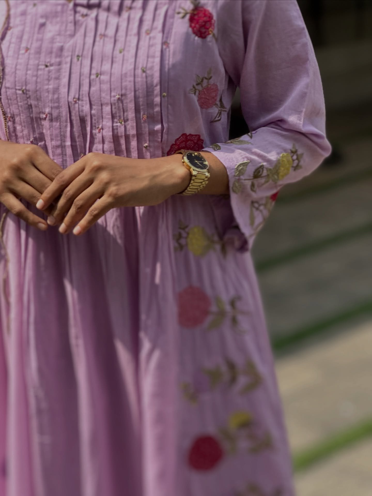 Floral Lavender Embroidered Anarkali Set