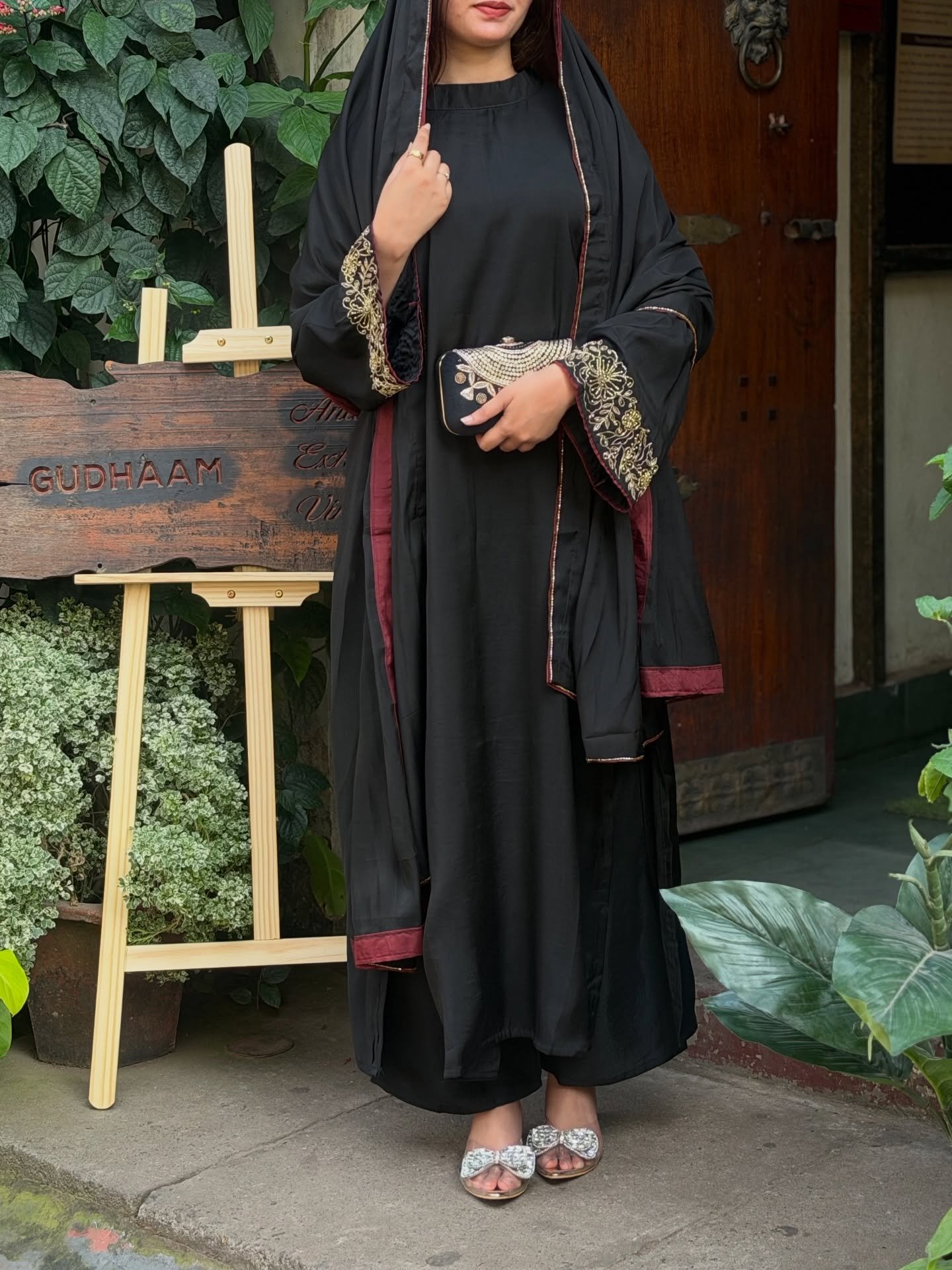 Elegant Black Embroidered Kurta Set
