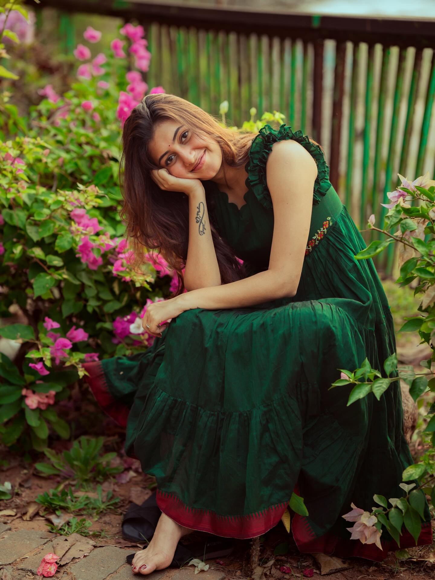 Stylish Bottle Green Designer Dress