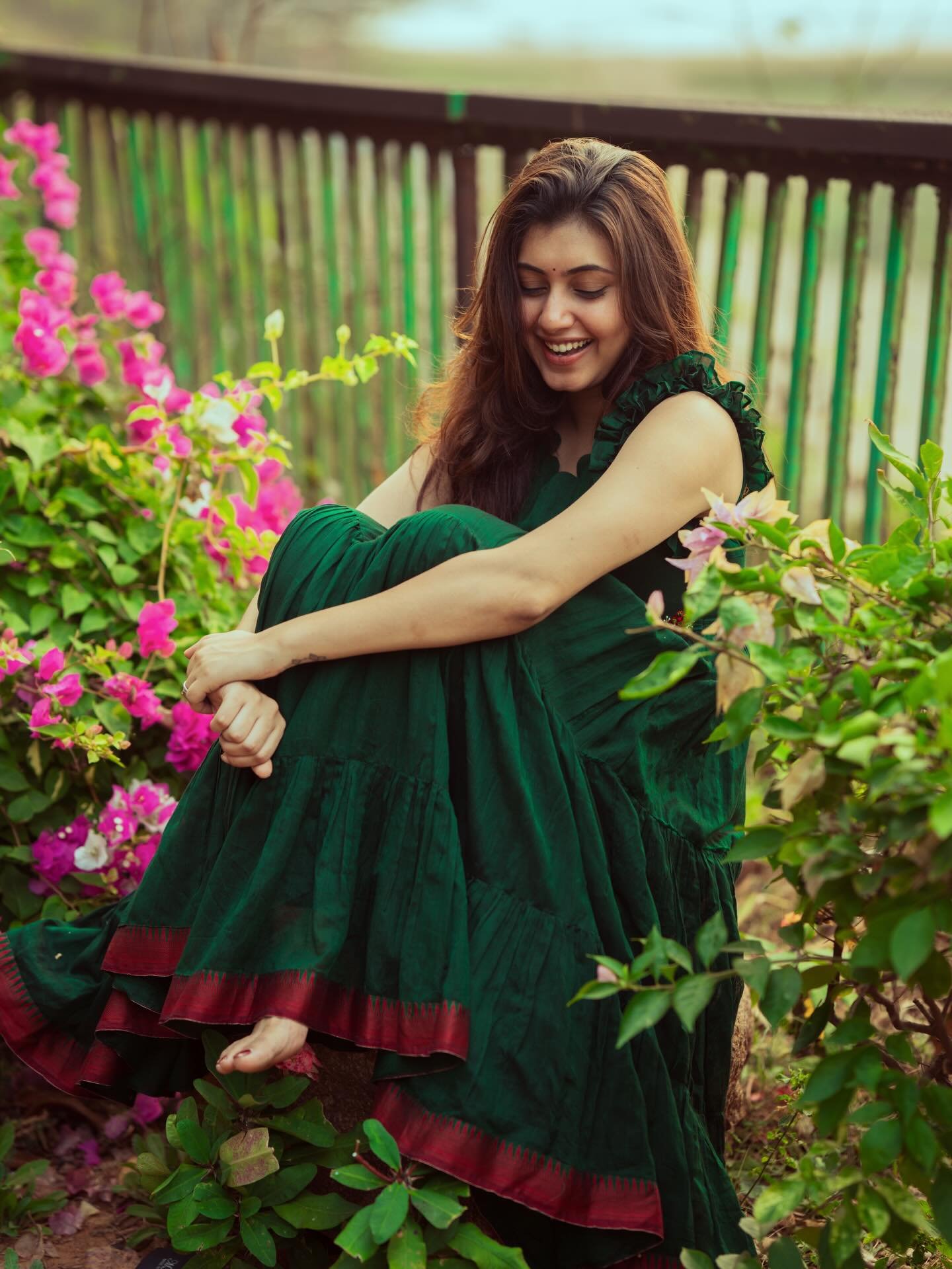 Stylish Bottle Green Designer Dress