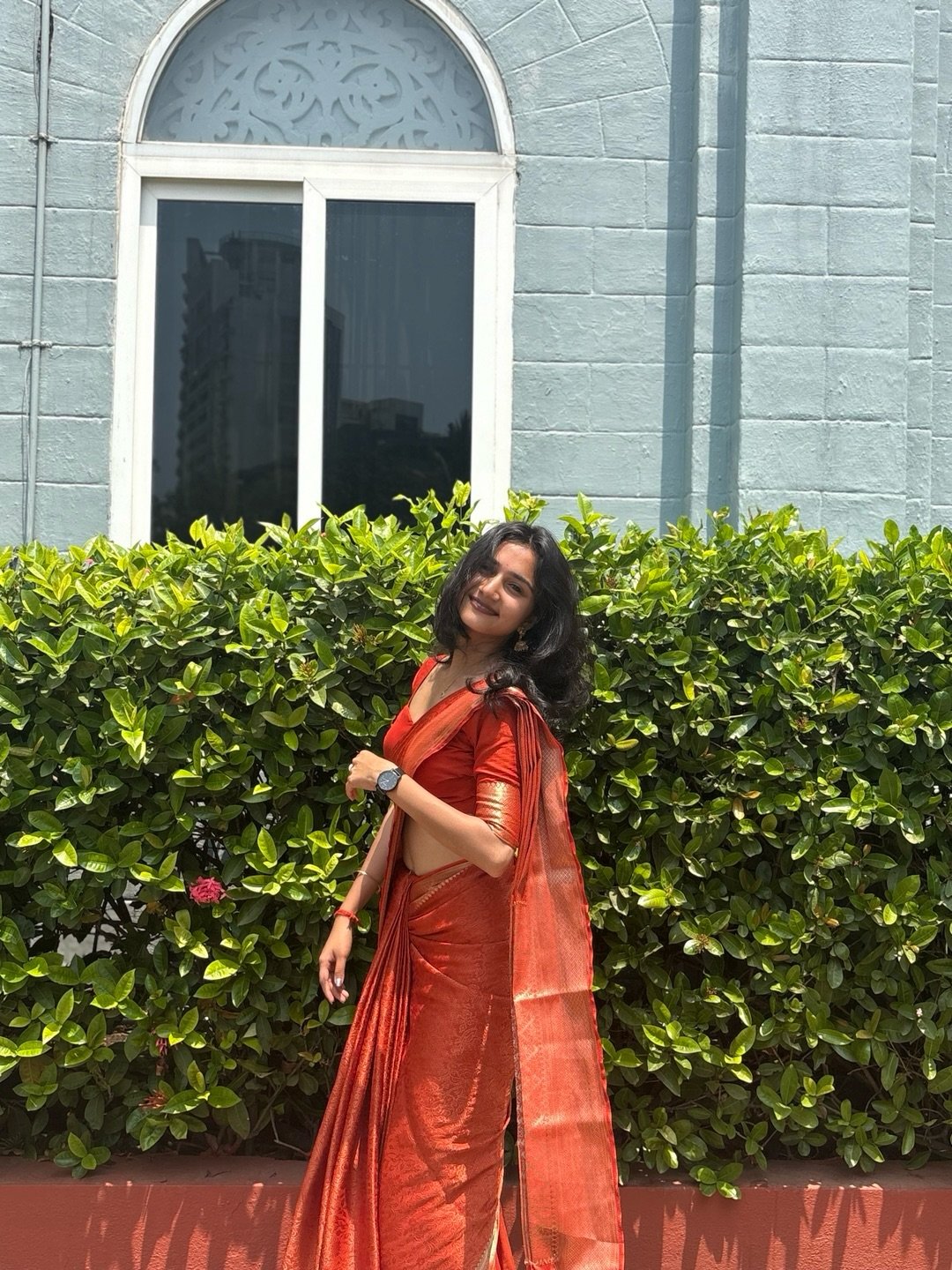 Traditional Orange Saree with Blouse