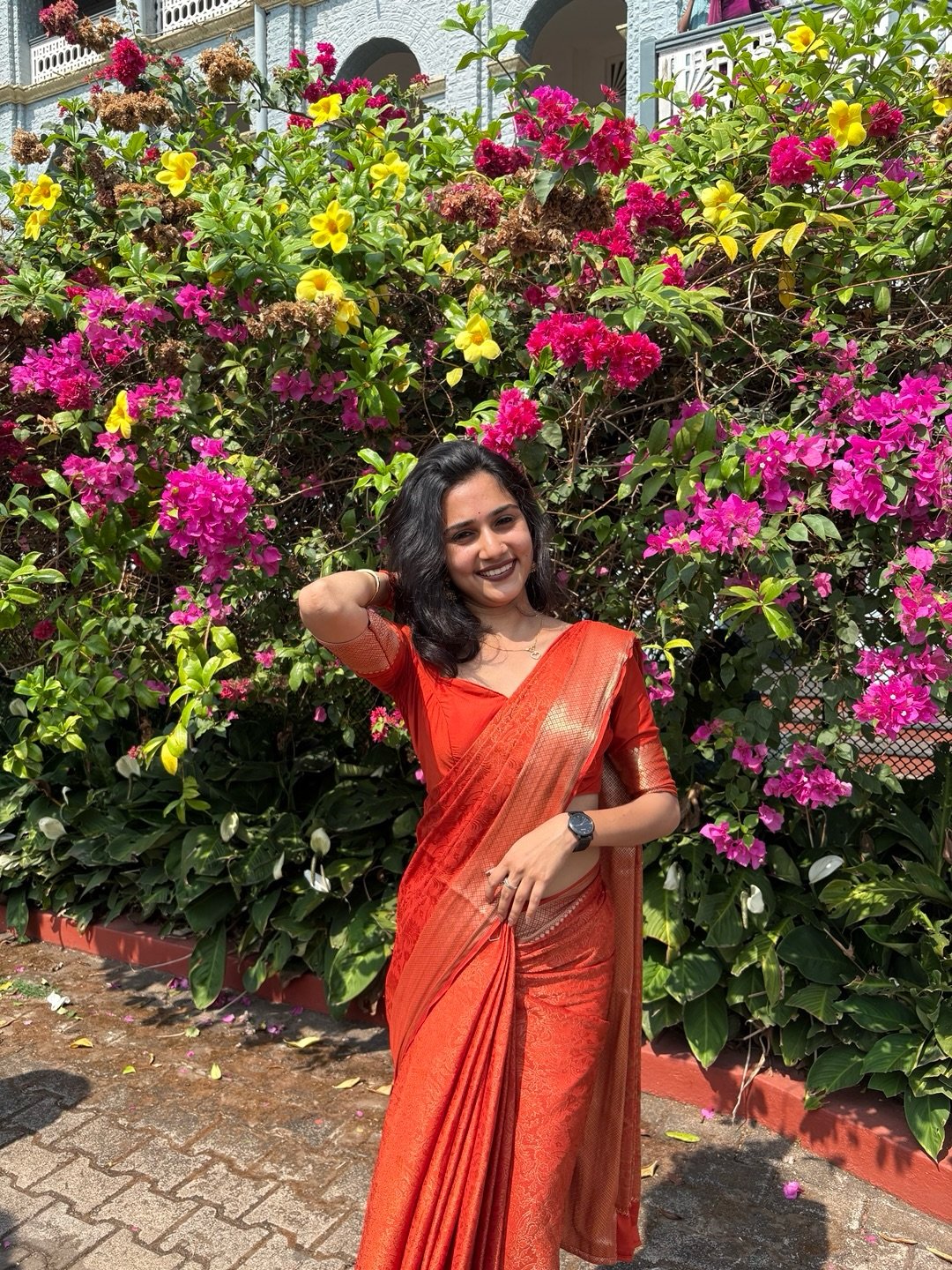 Traditional Orange Saree with Blouse