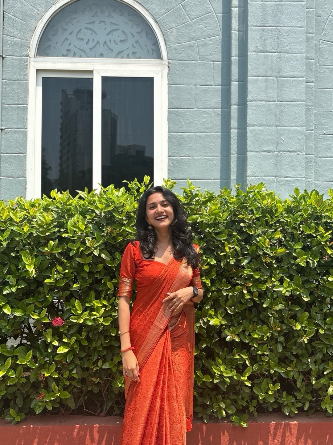 Traditional Orange Saree with Blouse