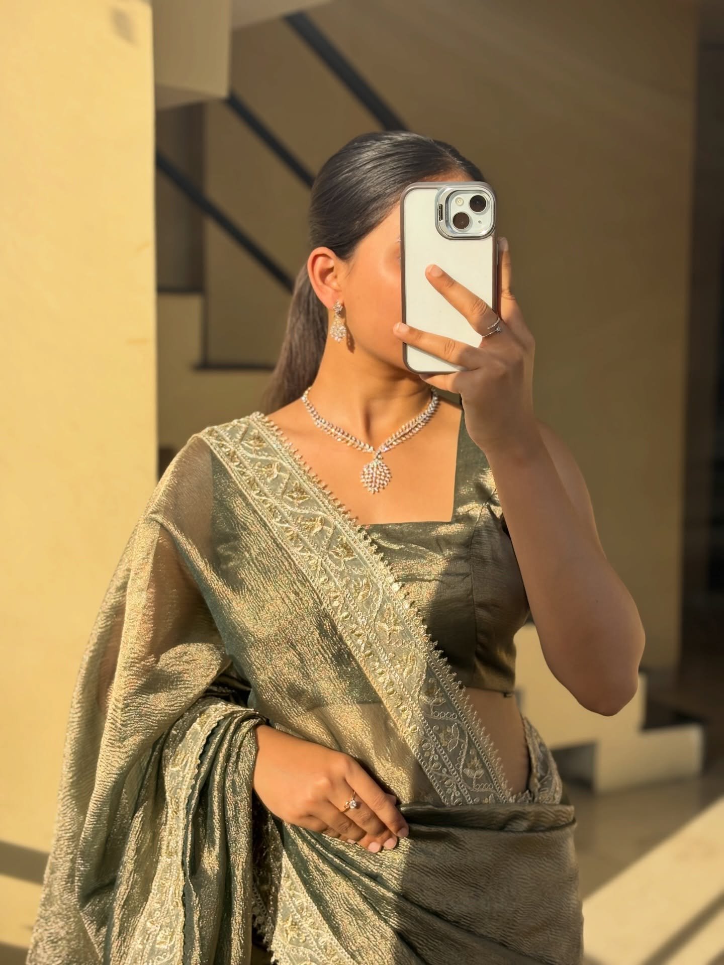 Olive Gold Designer Saree