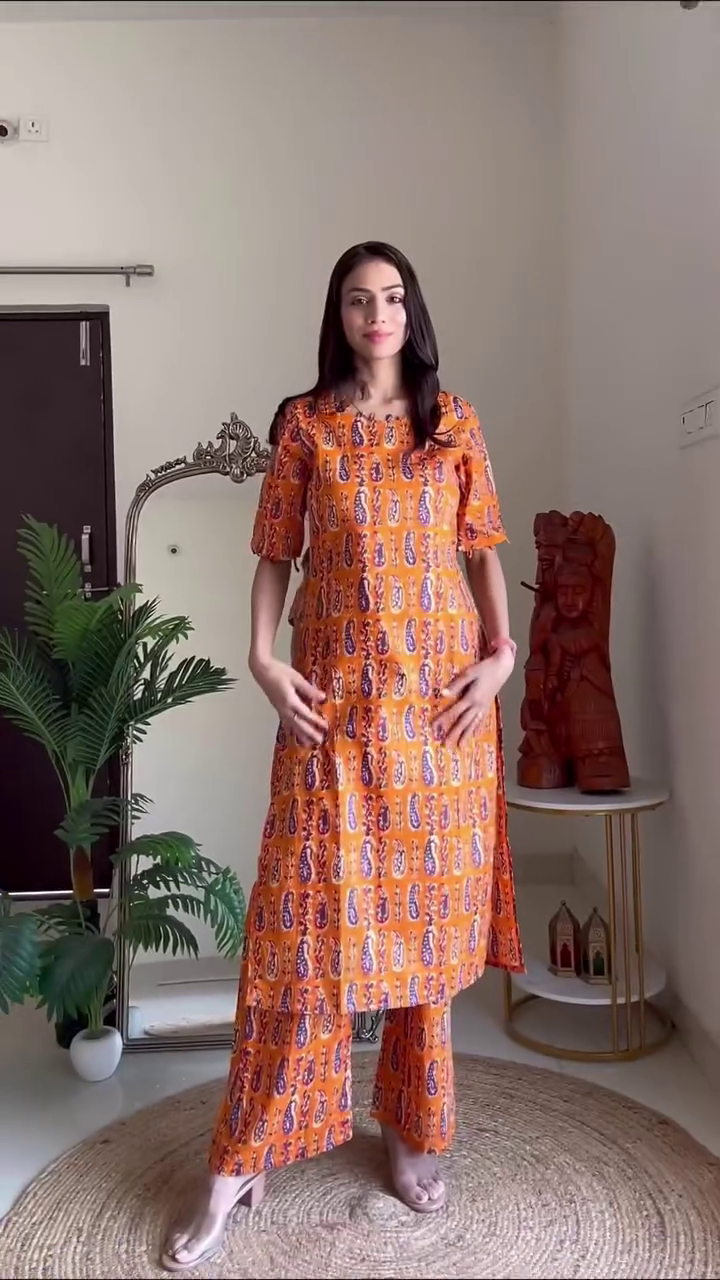 Green Printed Kurti Set