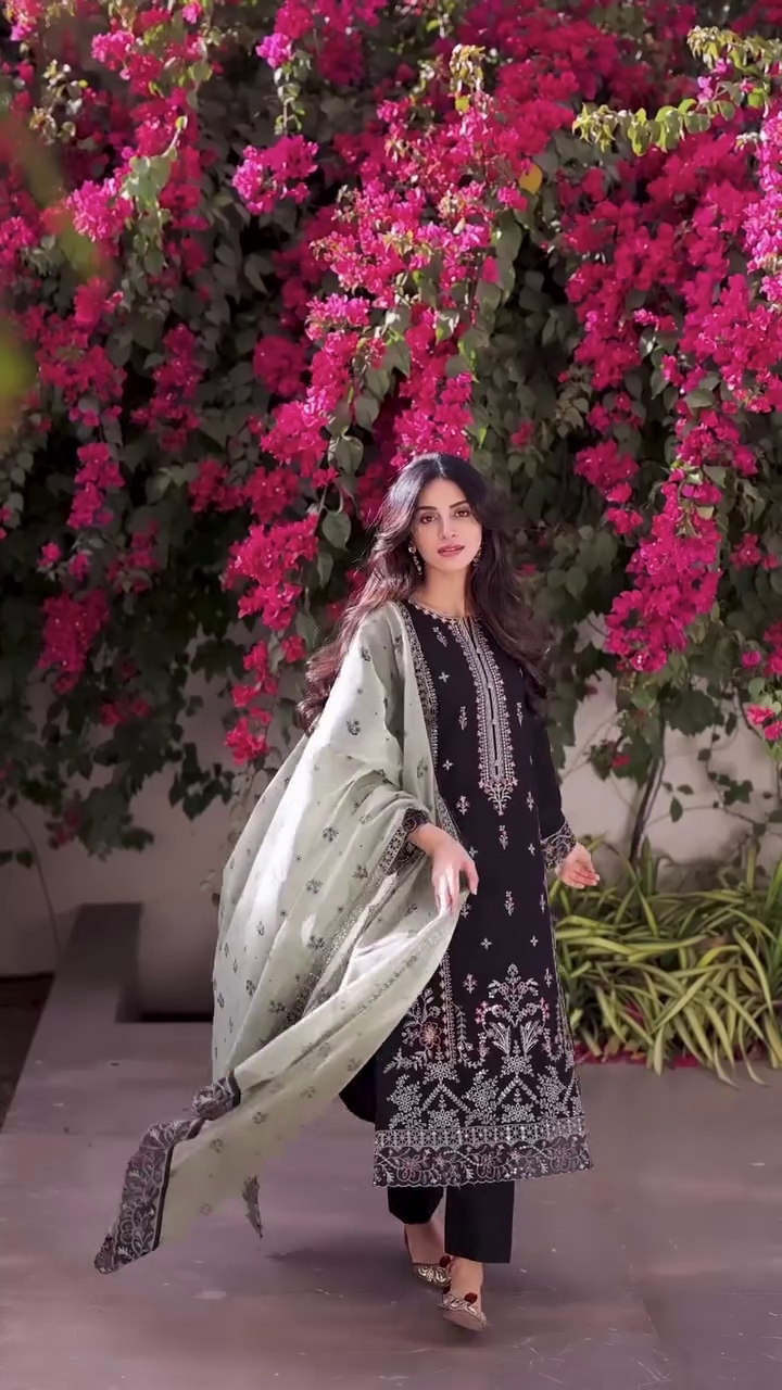 Black Embroidered Suit Set