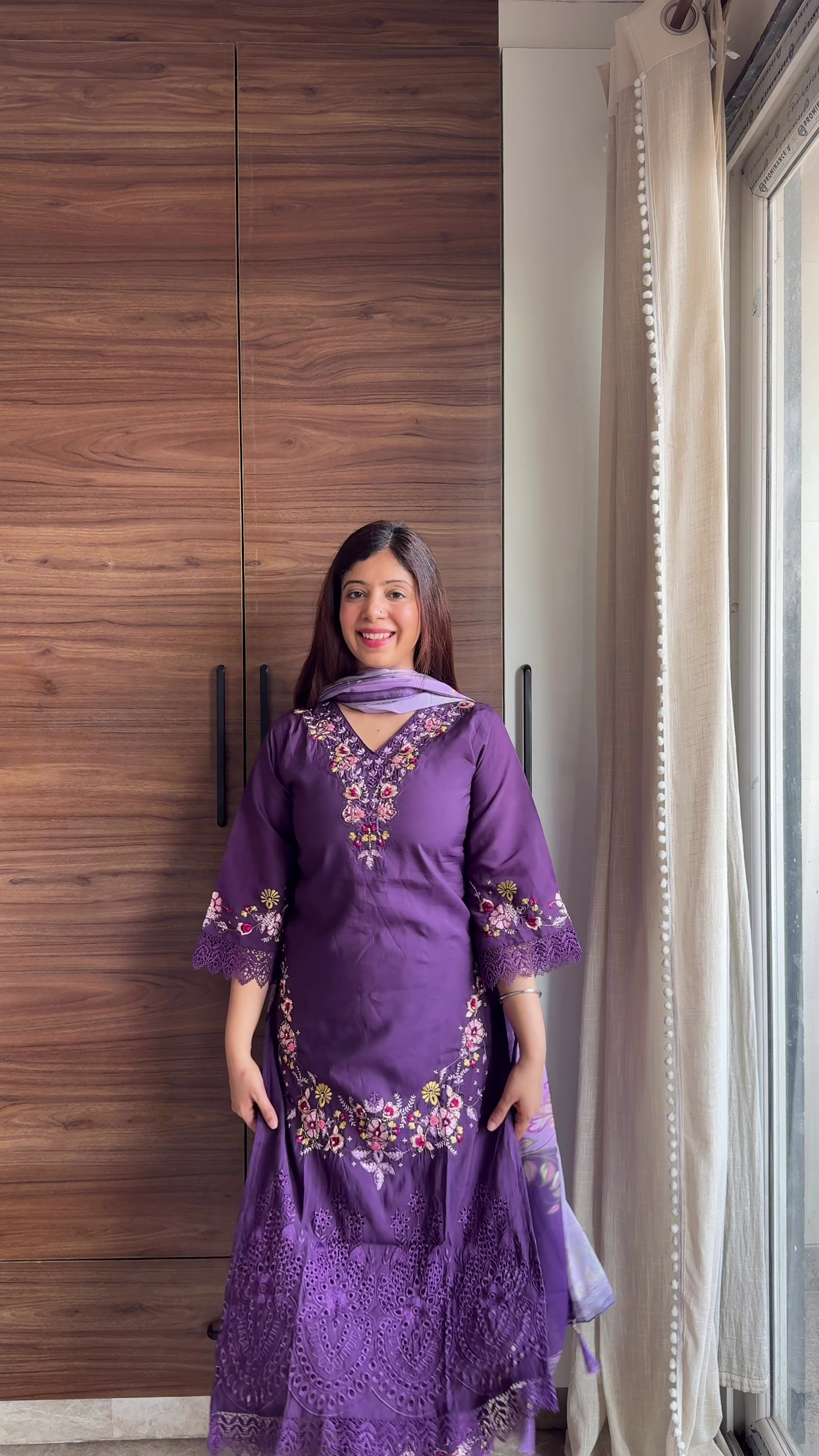 Purple Embroidered Suit