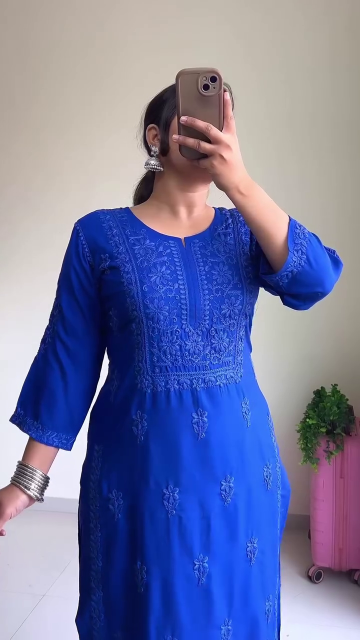 Blue Embroidered Kurti