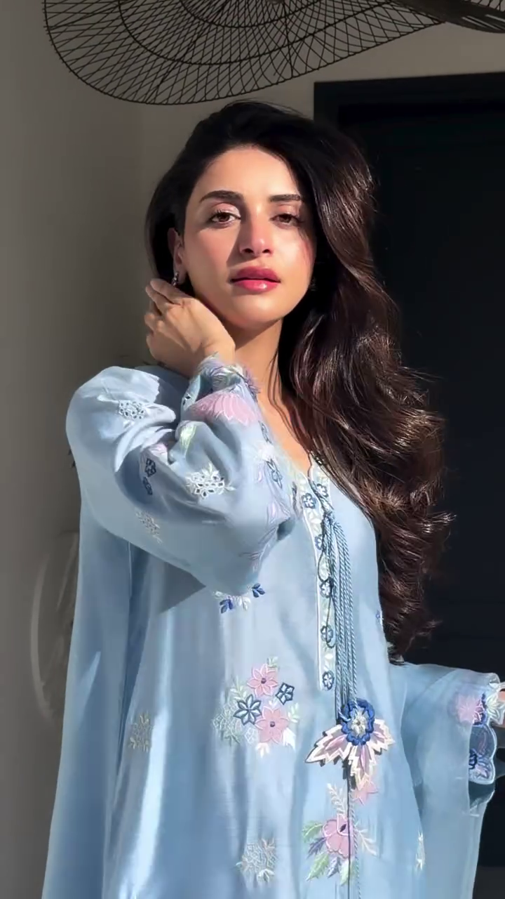 Sky Blue Embroidered Suit