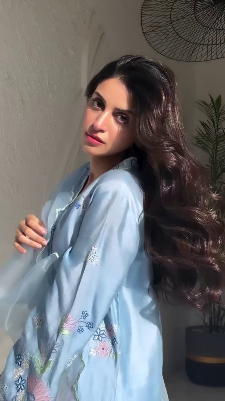 Sky Blue Embroidered Suit