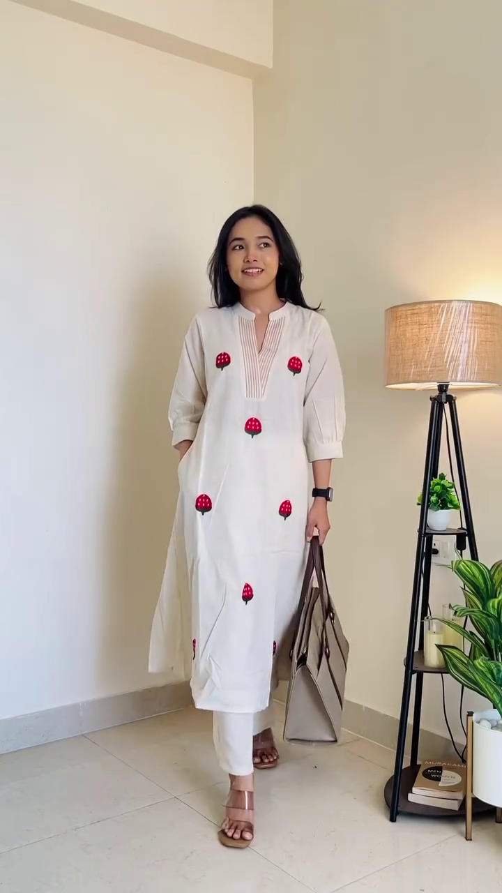 Pink Floral Kurti Set