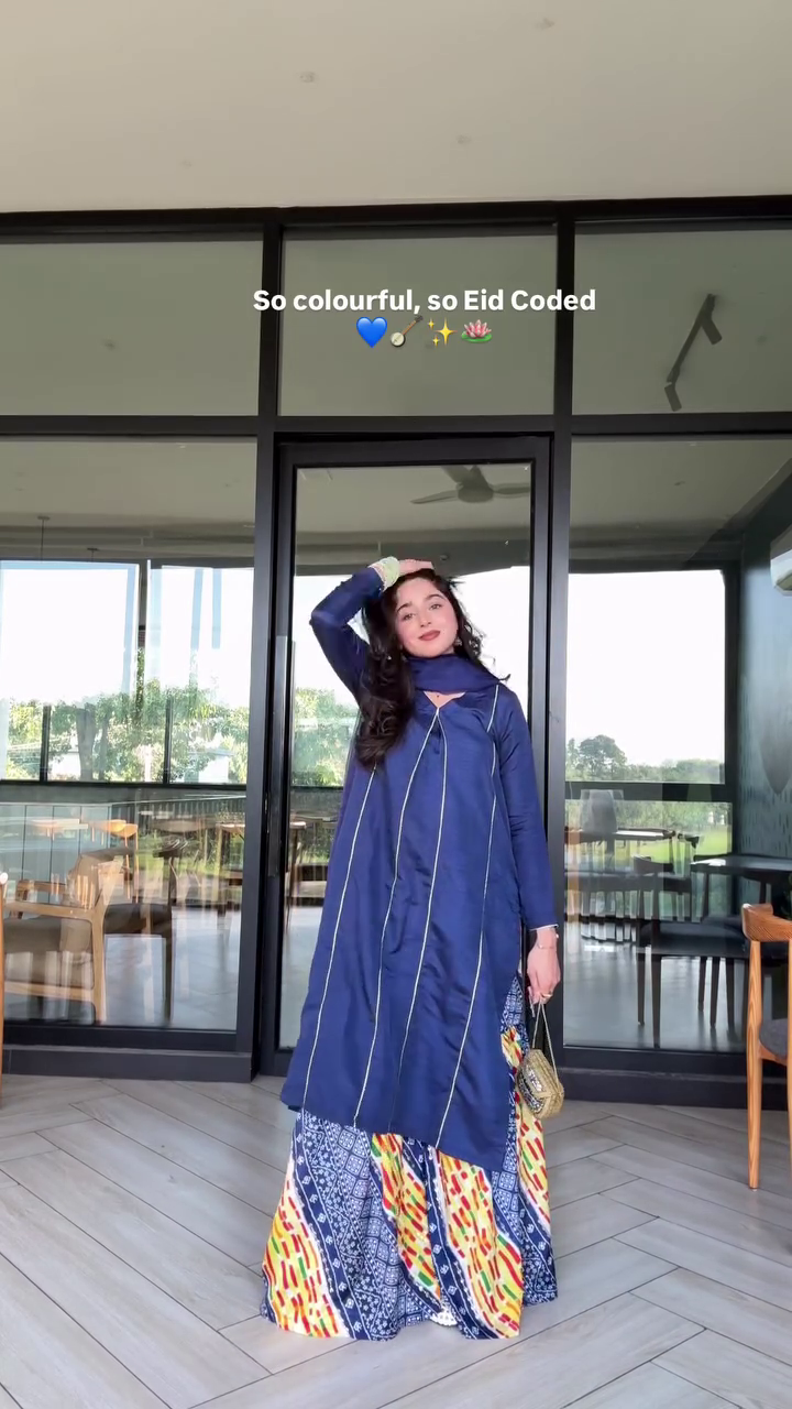 Navy Blue Fusion Kurti Set