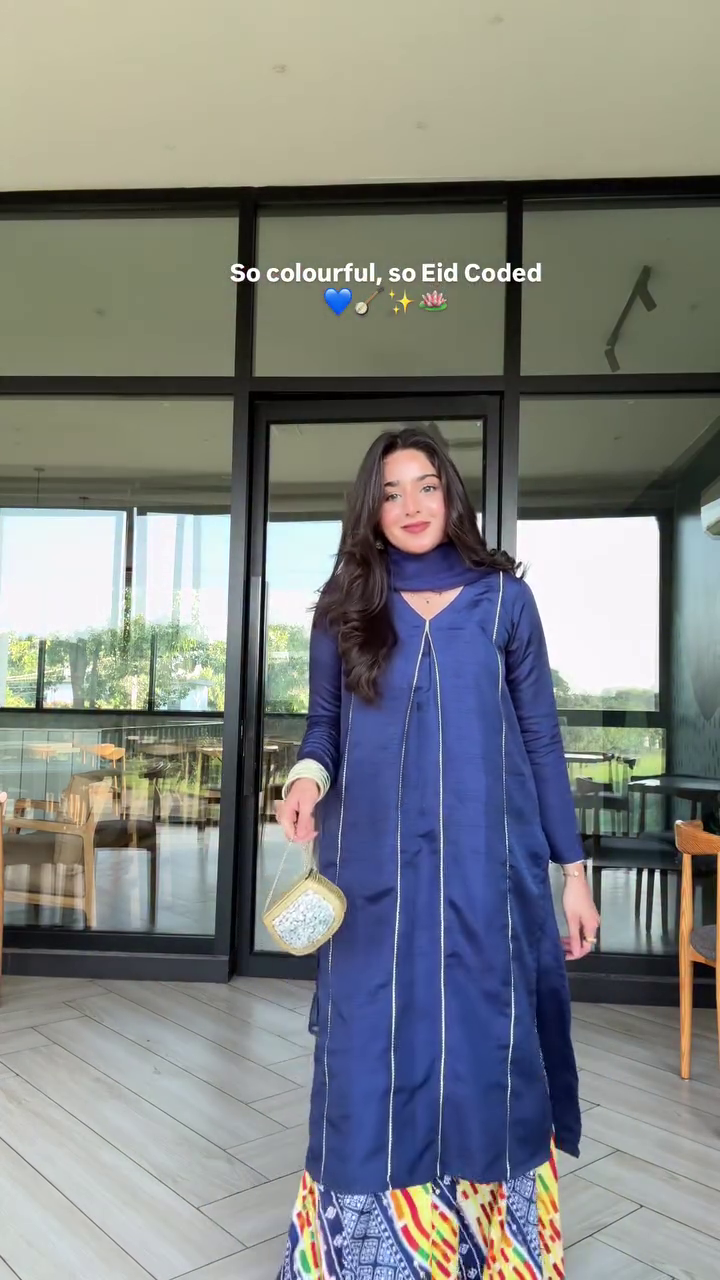 Navy Blue Fusion Kurti Set