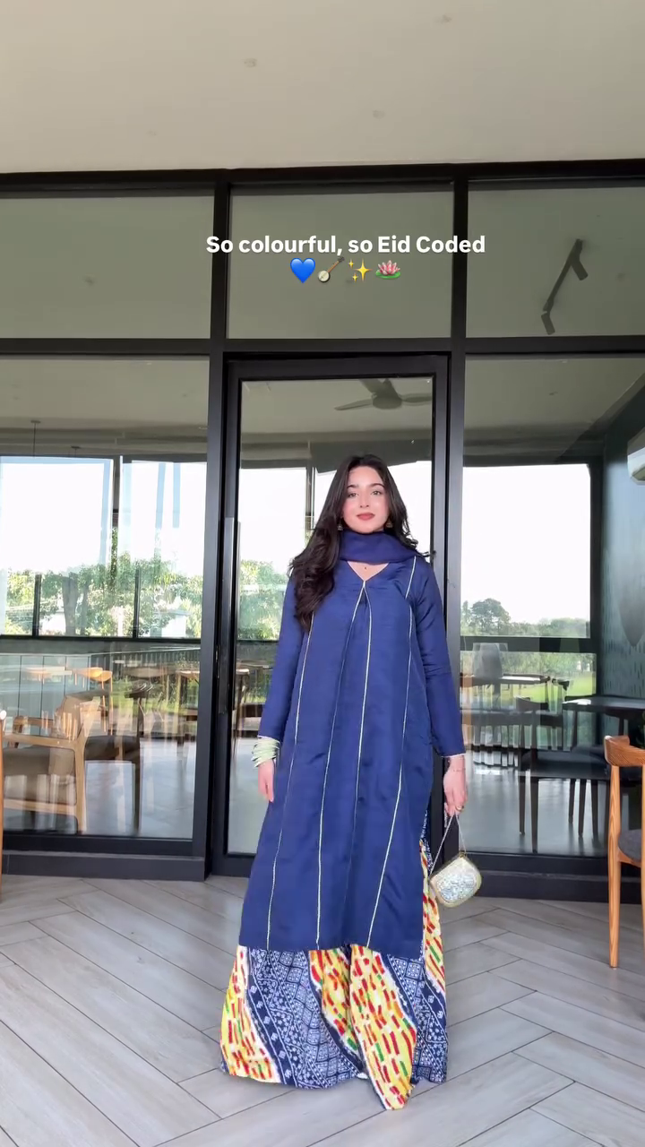 Navy Blue Fusion Kurti Set