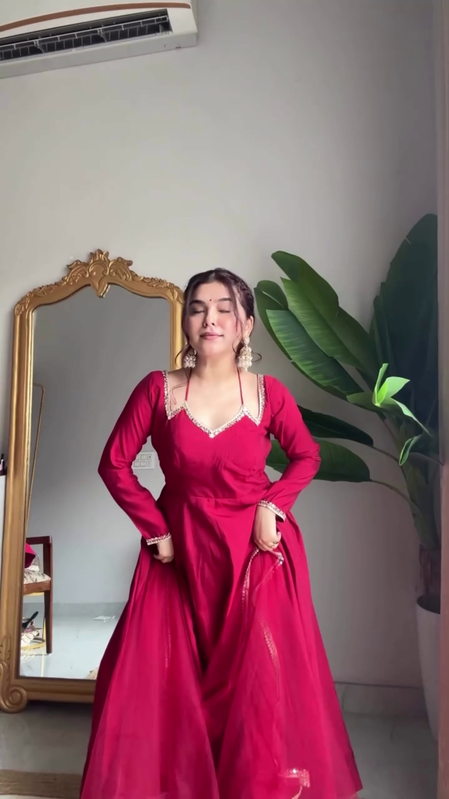 Graceful Red Anarkali Suit Set