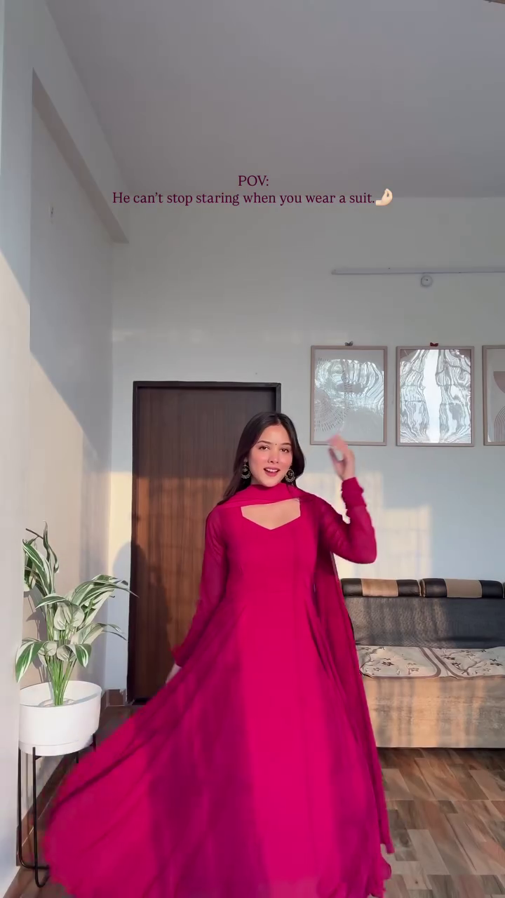 Hot Pink Stylish Anarkali Suit