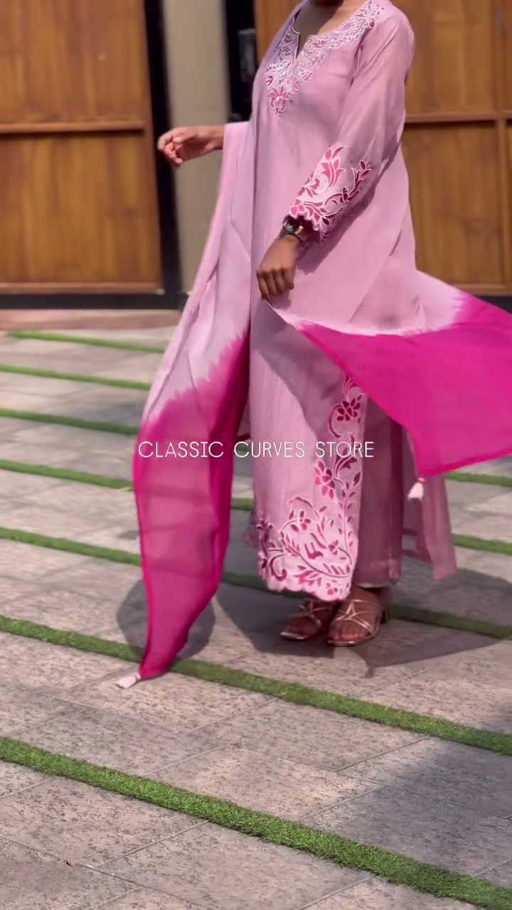 Soft Pink Embroidered Suit Set