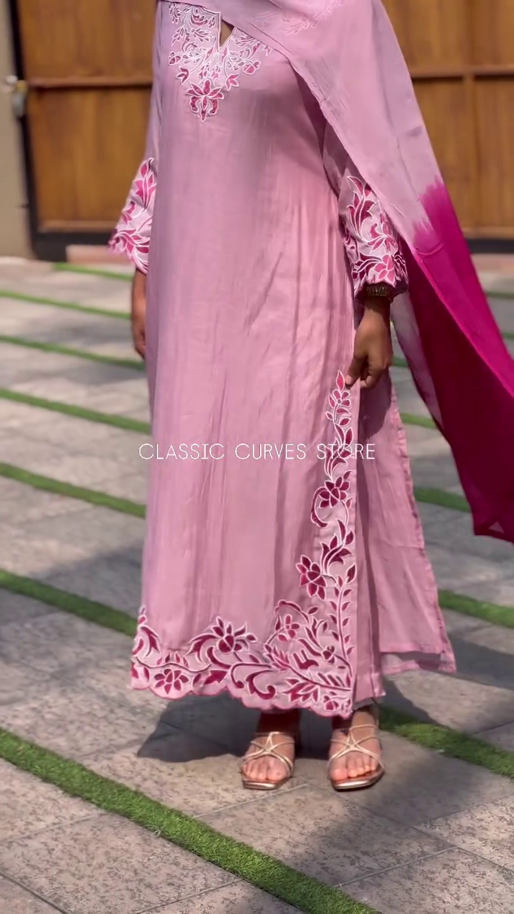 Soft Pink Embroidered Suit Set