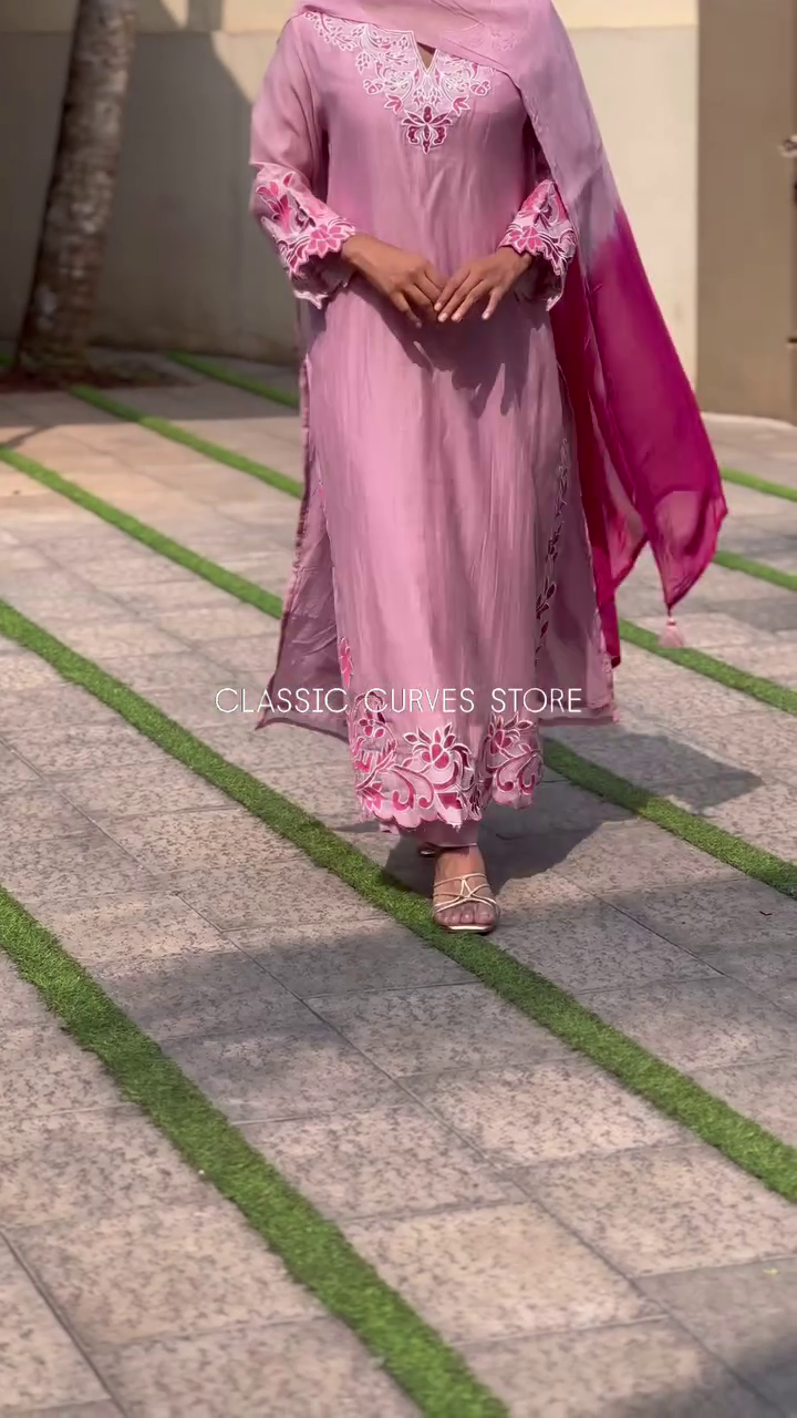 Soft Pink Embroidered Suit Set