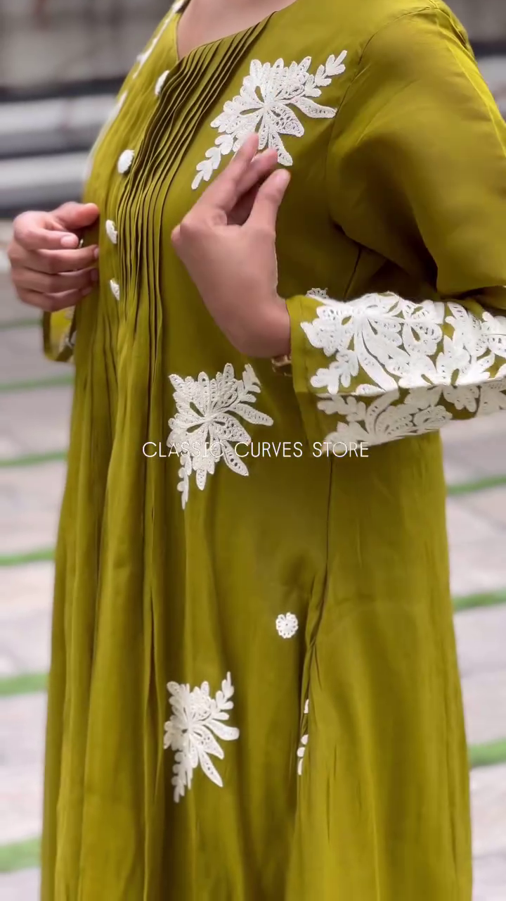 Olive Green Printed Kurta Set