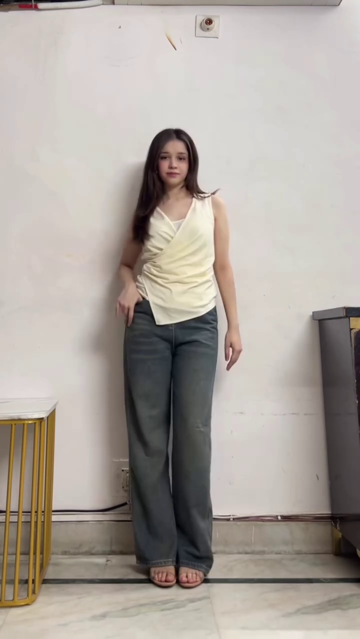 Casual Yellow Top & Denim Set