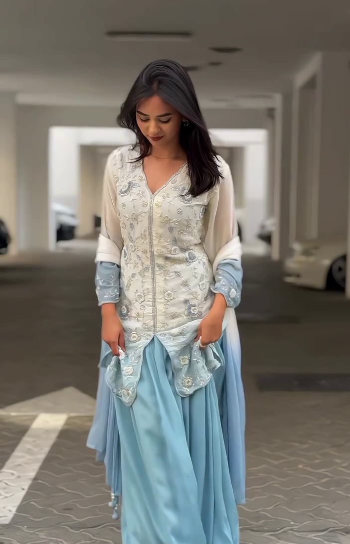 White & Blue Elegant Suit Set