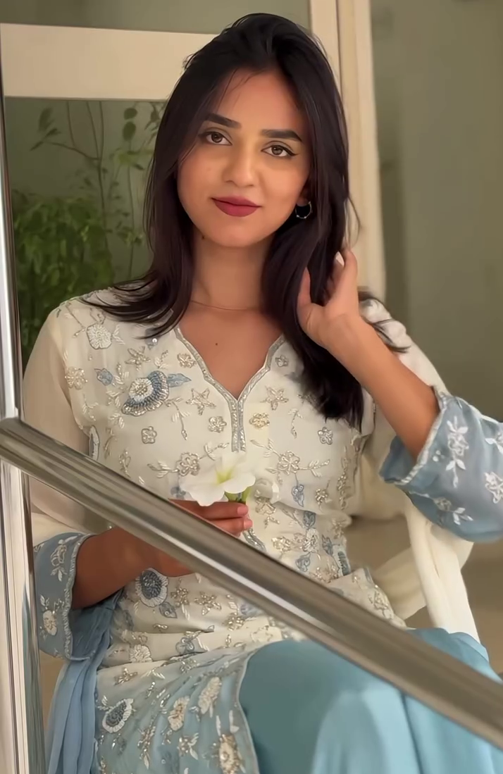 White & Blue Elegant Suit Set