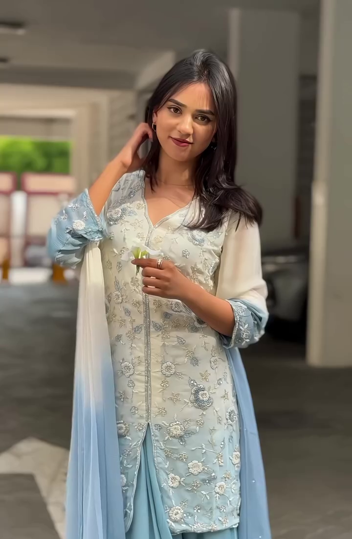 White & Blue Elegant Suit Set