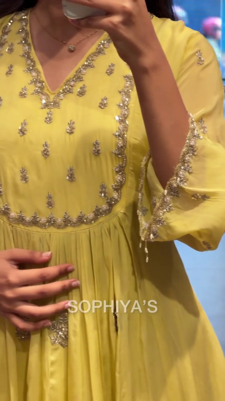 Yellow Embroidered Party Wear Suit