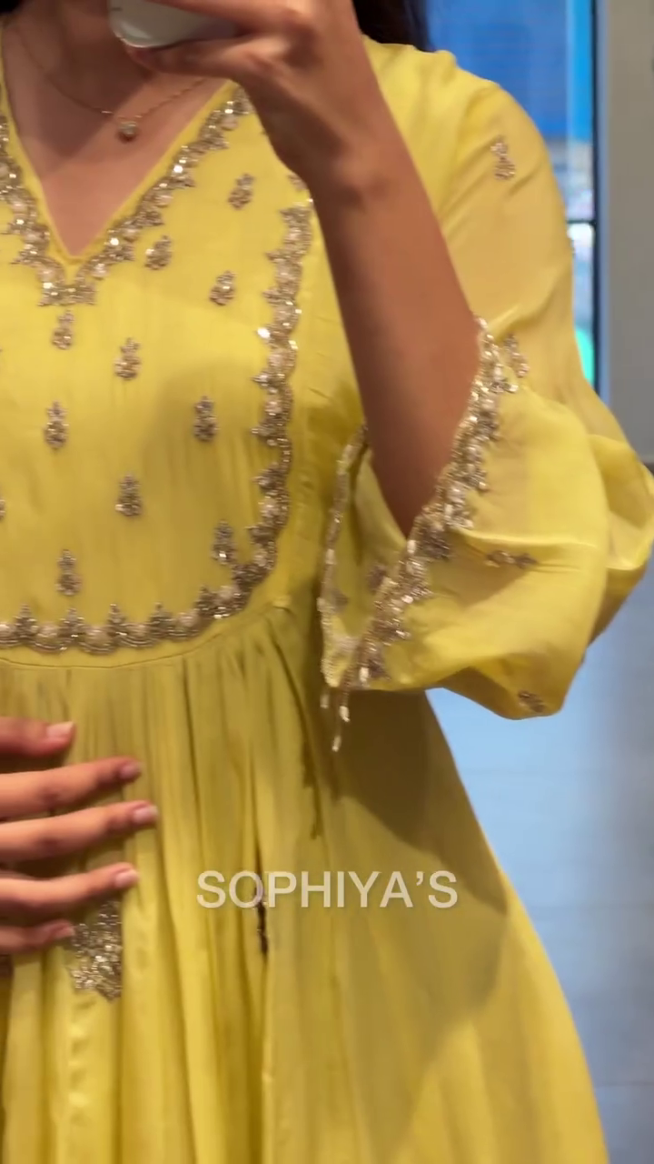 Yellow Embroidered Party Wear Suit