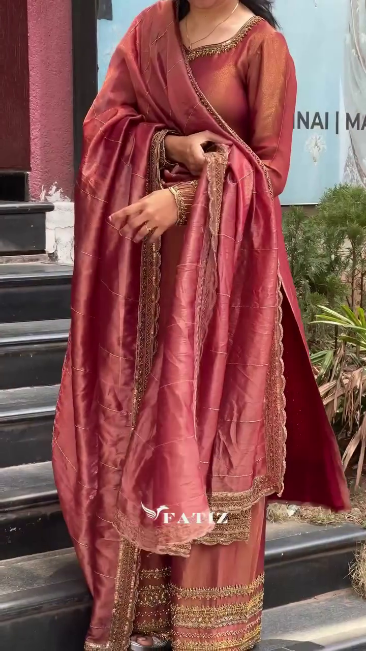 Olive Green Zari Border Ethnic Set