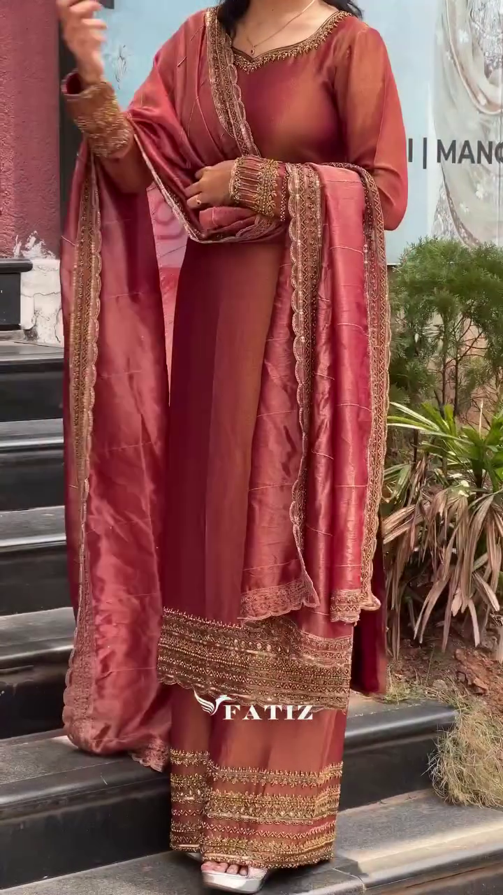 Olive Green Zari Border Ethnic Set