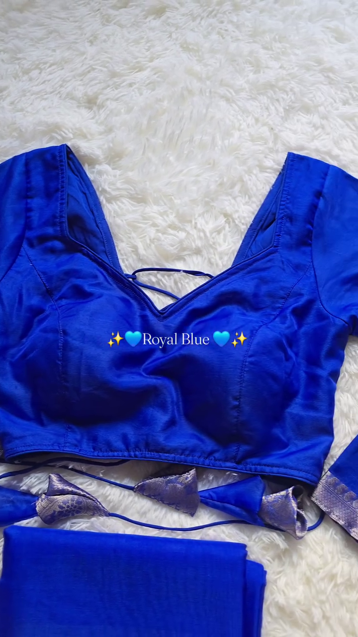 Royal Blue Designer Blouse Piece