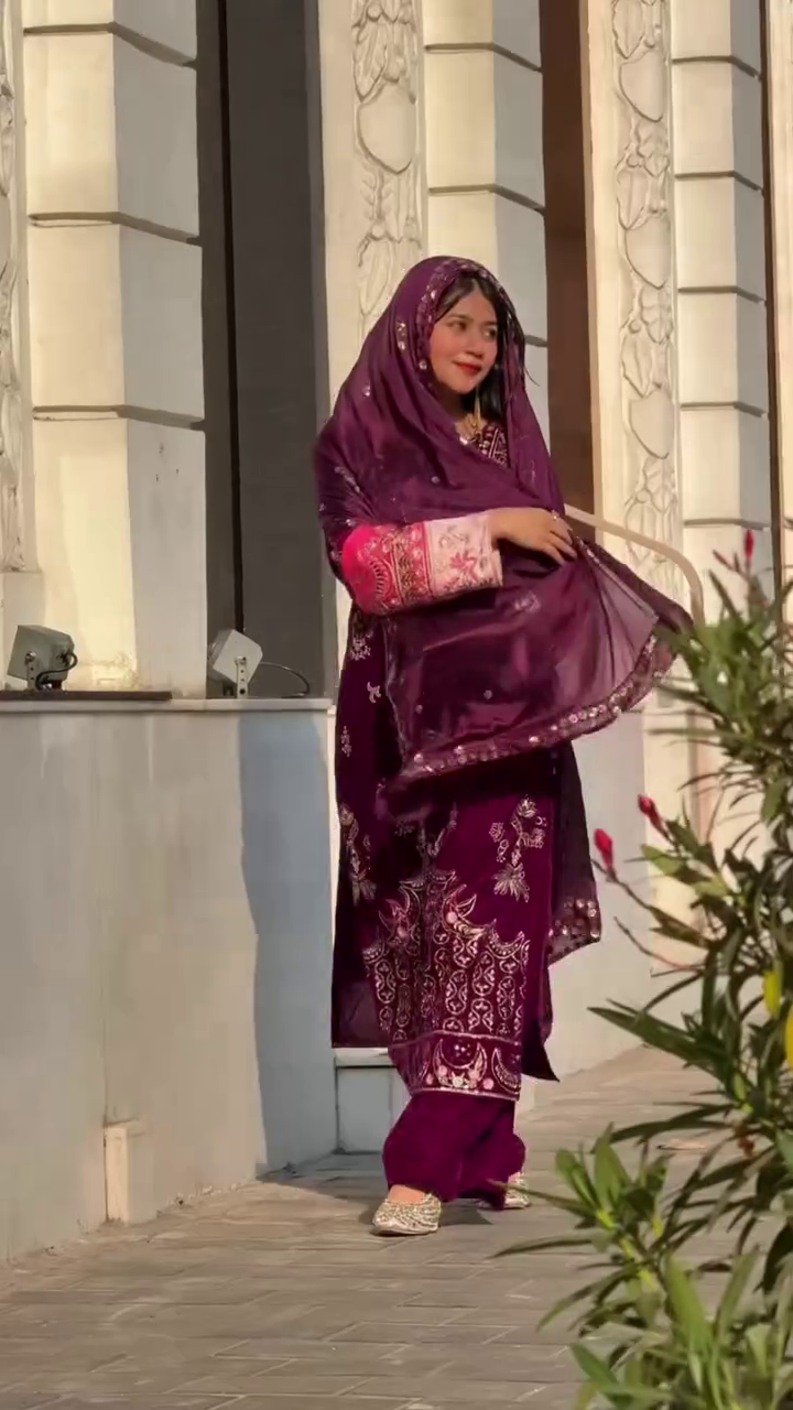 Royal Wine Bridal Embroidered Suit Set